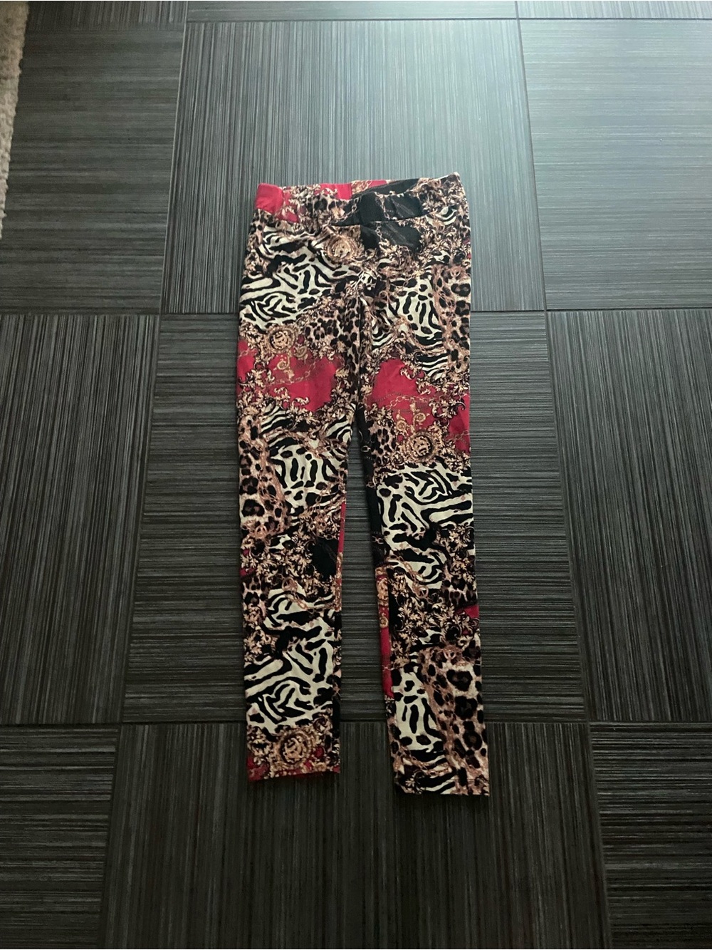 Thalia SODI Animal print leggings leopard red brown size medium